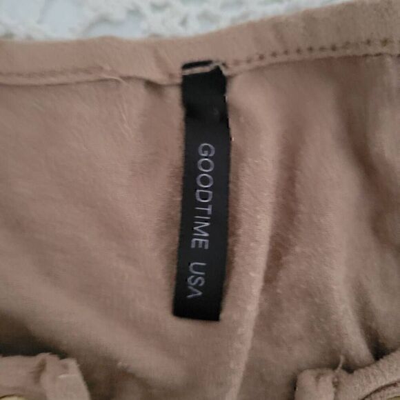 Goodtime USA Tan Neutral Soft Microfiber Stretch Sexy Body Hugging Short Dress - Picture 9 of 11